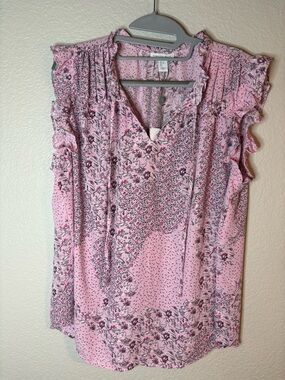 Carolina Belle Pink Floral Ruffle Sleeve Top